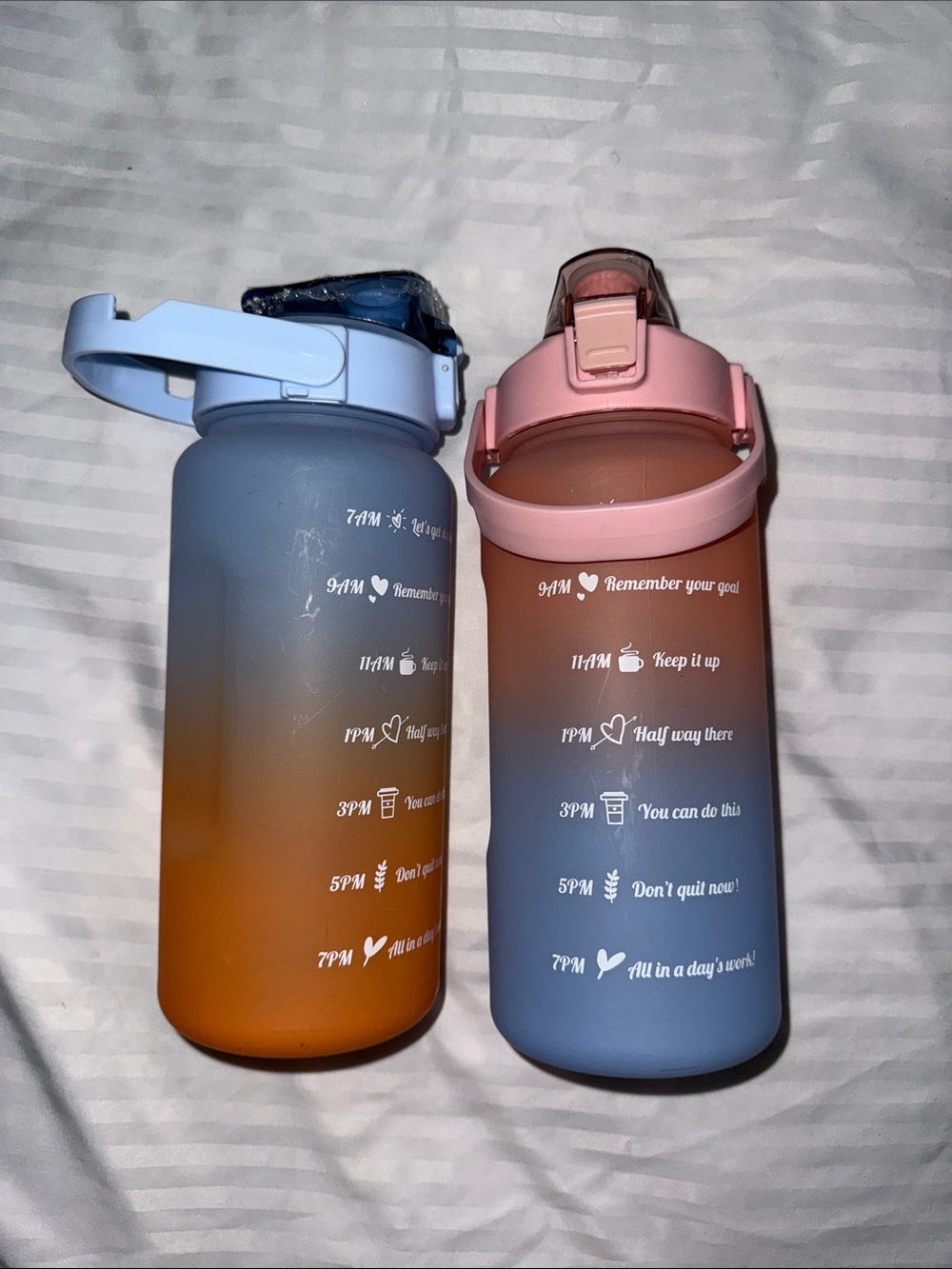 Gradient Motivational Water Bottle - Blue & Pink